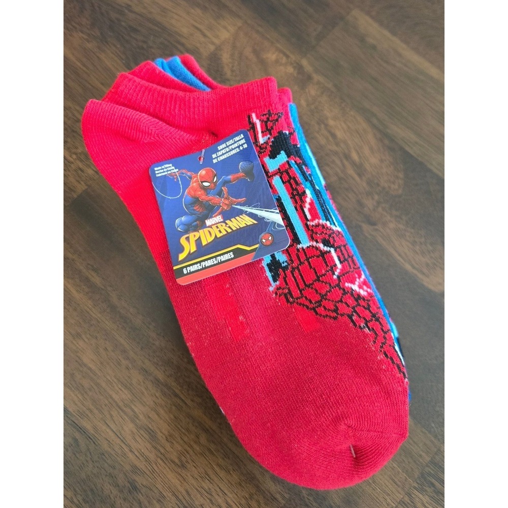Marvel Spiderman Socks. Size 4-10. 6 Pair. NWT